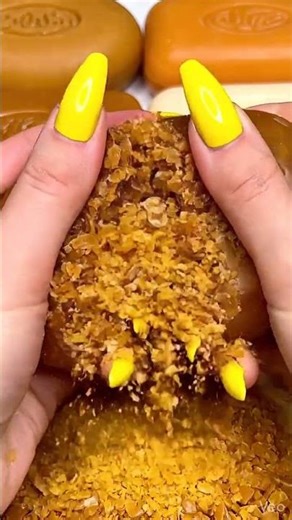 ASMR | Macro Burnt Orange gold Soap Flake Crush 🟠🎧 #Satisfying #asmr #gold