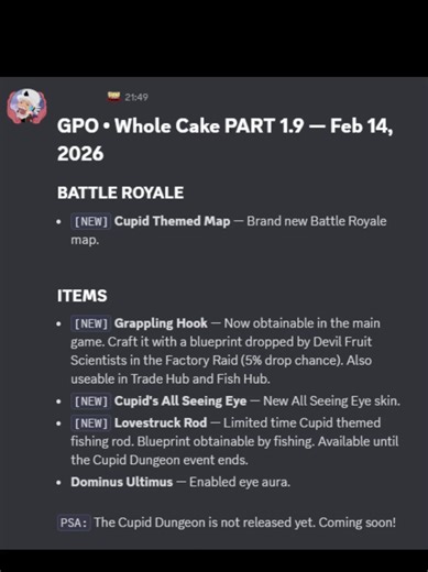GPO WHOLE CAKE ISLAND UPDATE 1.9 #UPDATE #ROBLOX #FYP #wholecakeisland #GPO