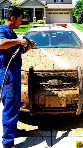 The police car is very rusty so i decided to wash it.. #automobile #asmrcleaning #police #policecar