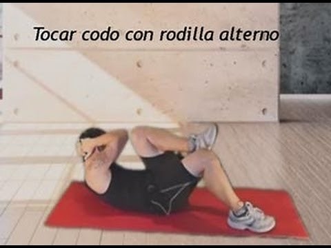 Ejercicios abdominales - Tocar codo con rodilla alterno