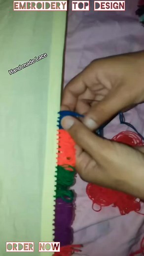 Hand made Lace by using woolen Thread 🧵 #lace #design2024 #amaxingwork #embroiderydesign2024