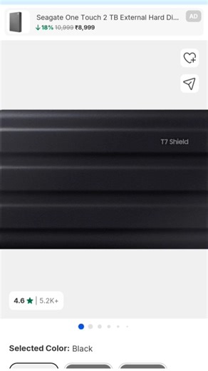 Samsung MU-PE4TOS/WW/T7 Shield USB 3.2 Gen 2(10 Gbps), IP65 Rate