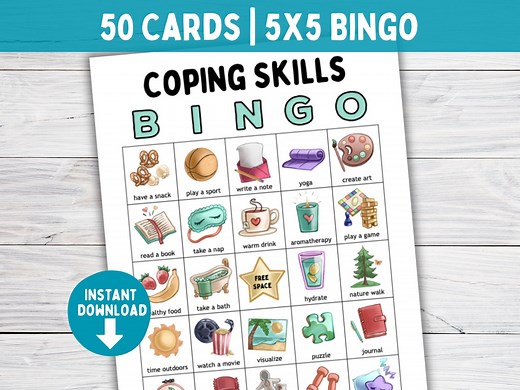Coping Skills BINGO Game for Kids and Teens, Classroom SEL or Counseling Activity, Therapy Tools, Emotion Regulation, School Social Work - Etsy