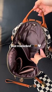 Checkered Backpack Purse for Women Plaid Back Pack Purses Leather Backpack Bags Handbags for Travel Work (Brown)