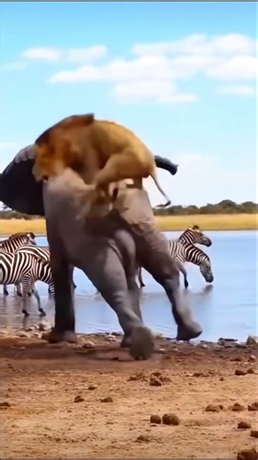Sư tử cạp mông của voi và cái kết.