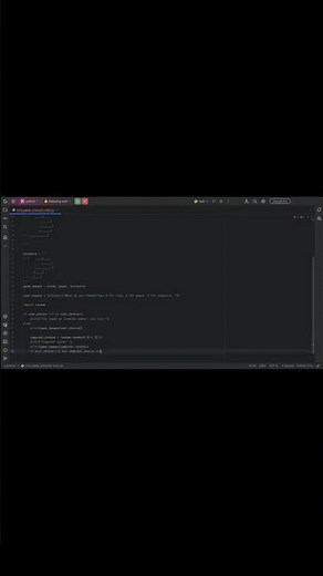 🪨✊,📜🖐️, ✌️✂️ Game In Python 🐍 #music #coding #programming #gamewithpython #game#correctcoding#shorts