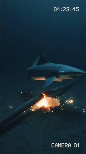 Never-Seen-Before CCTV Footage: Shark Cuts Deep Sea Internet Cable! #viralvideo #cctv