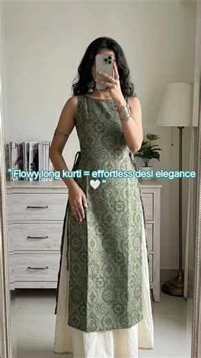 Elegant Long Kurti Outfit ✨ Simple & Stylish Ethnic Look Flowy long kurti = effortless desi elegance
