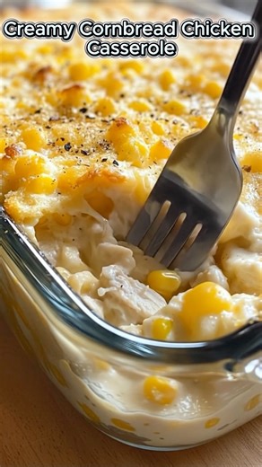 Creamy Cornbread Chicken Casserole The perfect sweet-and-savory casserole to serve around Thanksgiving, rich chicken filling topped with golden, moist cornbread. Ingredients: For the Chicken Layer: 3 cups cooked shredded chicken 1 (10.5 oz) can cream of chicken soup ½ cup sour cream 1 cup frozen corn ½ tsp garlic powder Salt and pepper to taste For the Cornbread Topping: 1 (8.5 oz) box Jiffy cornbread mix 1 egg ⅓ cup milk ½ cup shredded cheddar cheese (optional) Instructions: Preheat oven to 375