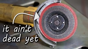 Need just a tiny bit more service life out of your very worn out flap disc? Try this trick! It just might help you out. The very BEST flap discs. Companies offer to sponsor TFS with free abrasives, but I always buy these because these are the best! https://amzn.to/2SNqs0U | The Fabrication Series