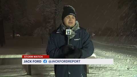 Steady snowfall accumulates in Edison