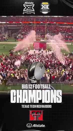 Big 12 Conference on Instagram: "@allstate Championship Moment 🎥 Head Coach Joey McGuire takes hold of the first Big 12 football trophy in @texastech_fb program history."