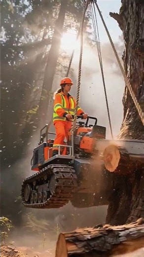Unstoppable Female Lumberjack Cutting Giant Tree🔥#shorts #gaint#chainsaw#excavator#woodcutting#viral