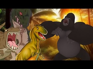 kerchak vs sharptooth T Rex (P&F) and T Rex (AOTGD)/kerchak saves Rachael bunny