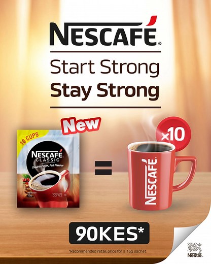 Every 15g sachet of new NESCAFÉ Classic can make 10 cups of the delicious double filtered, fully flavoured coffee that can take every work day from good to great. Grab yours today to #StartStrongStayStrong #NESCAFÉClassic | NESCAFÉ