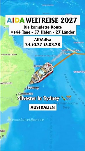 AIDA Weltreise 2027 🛳️ Alle 57 Häfen #weltreise2027 #aidacruises #aidadiva