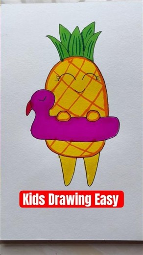 Kids Easy Drawing and Painting 🍍 #easydrawing #forkids #kidsdrawing #trending #shorts