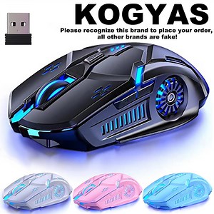 Wireless Gaming Mouse, Rechargeable Wireless Computer Mouse,7-Color LED Light,Ergonomic Mouse with 6 Silent Click Buttons,4 Adjustable 3200 DPI Wireless Mouse for Laptop,PC,Mac,Black