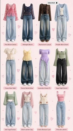 12 Feminine Casual Outfit Ideas with Cute Tops & Wide-Leg Jeans | Soft Girl Fashion Inspo 🌸 #shorts