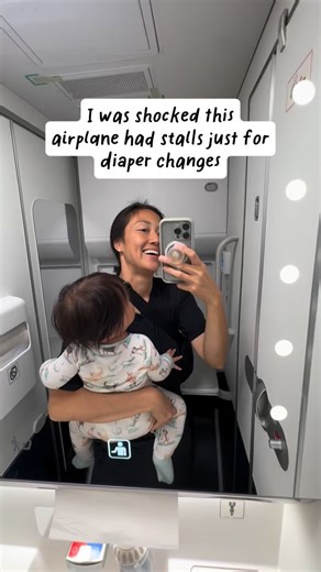 June Quan, Esq. on Instagram: "First international flight in 6 years since having 5 kids and I walked into the bathroom and saw the changing table down with no toilet to be found. I thought, “wow, times have really changed, they have stalls just for diaper changes! Not the most efficient use of space, but so thoughtful.” Then as I was setting up to change, my leg swiped the toilet bowl and then I realized the person before me didn’t put up the changing table. I had a good chuckle to myself and r