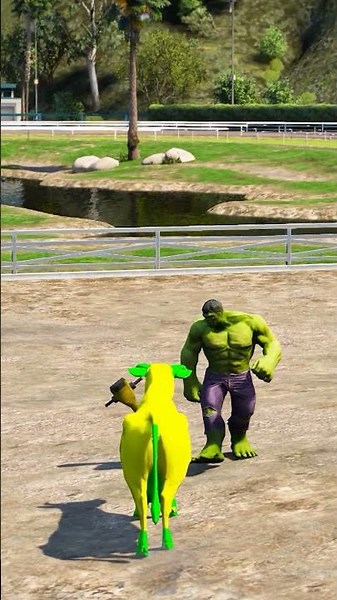 GTA V Hulk Cow Saves His Friend Just in Time! 🐄🐶💥#shorts