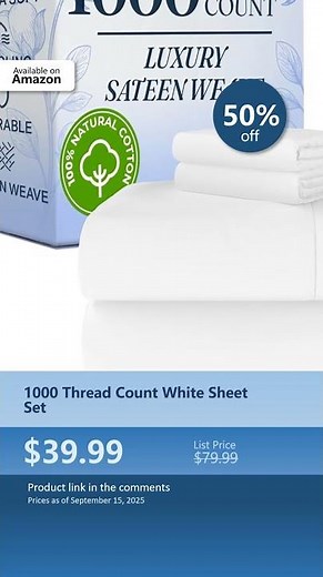1000 Thread Count White Sheet Set