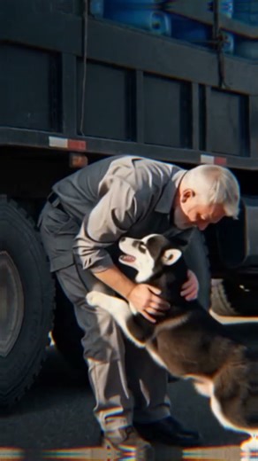 Husky Cub Trapped in Truck Rescued by Brave Mother with Driver’s Help!