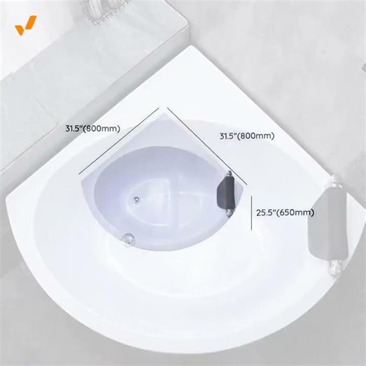 Nook Corner Bathtub with Seat in Casual Chalk Back to Wall Lucite Soaking Style, 31.5"L x 31.5"W x 2