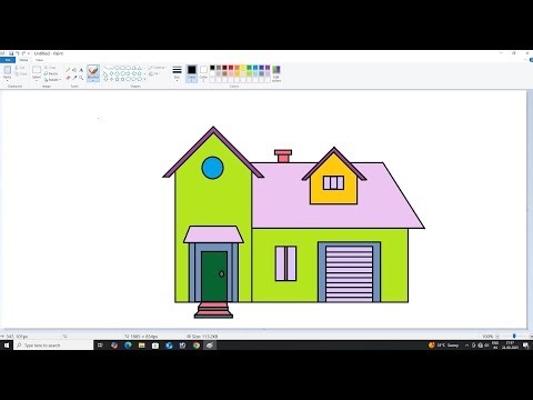 MS Paint House Drawing | Easy Computer Drawing Tutorial