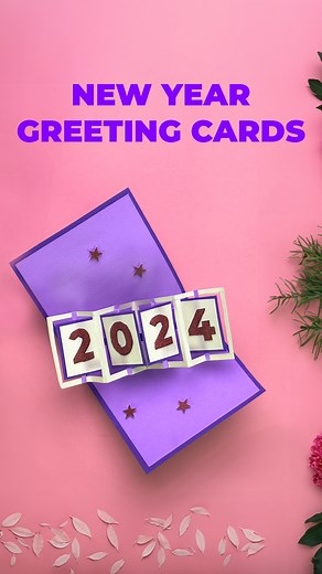 4K views · 21 reactions | New Year Greeting Card 2024 #diy #ventunoart #greetingcard #newyear #craft #diycrafts #newyear2024 #greetings #cards #shortscraft #shortsreels | Art All The Way | Facebook