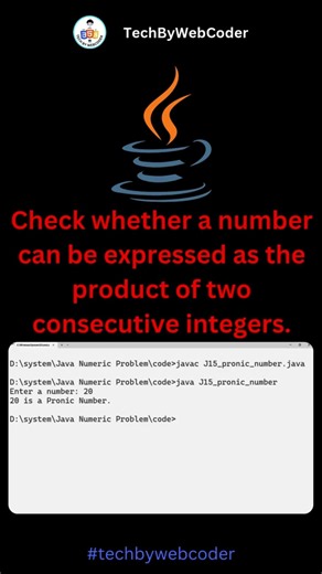 Day 15: Pronic Number in Java