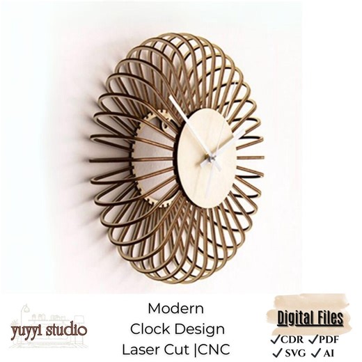 Modern Laser Cut Wall Clock :decorative Wooden Art for Home or Office - Etsy