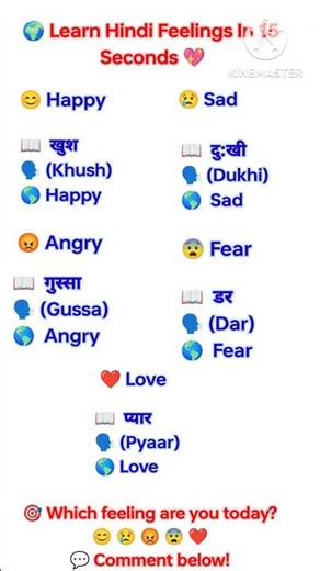 🌍 Learn Hindi Feelings In 15 Seconds 💖#shorts