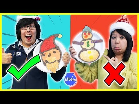 Christmas Pancake Art Challenge! Learn to Make DIY Pancake Art!!!