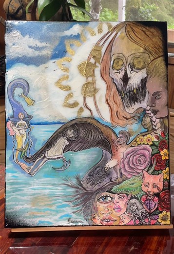 ‘Pirates Life’ Multimedia on canvas The most recent one iv finished of the series! #artist #art #artwork #multimedia #multimediaart