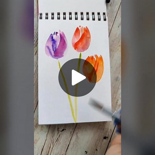 Easy Watercolor Tulips Tutorial