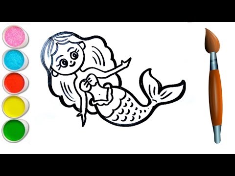 Cute Mermaid Drawing for beginners easy | Painting & Coloring | Kids Drawing | Kids video #Mermaid