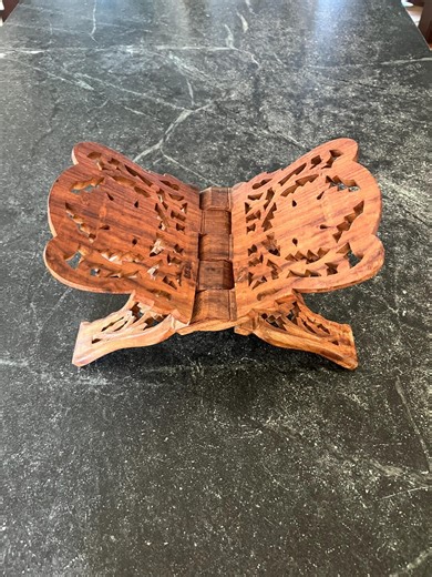 Vintage Hand Carved Wooden Book Stand | Indian Folding Book Holder | Ornate Wood Rehal | Boho Reading Stand Decor - Etsy