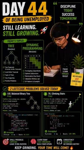Day 44 of Being Unemployed 💻 | Tree + Dynamic Programming Revision 🔥