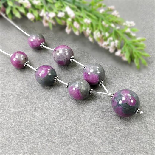 Ruby Zoisite Gemstone Loose Beads: 130.45cts Natural Untreated Bi-color Balls 10.5mm - 15.5mm - Etsy