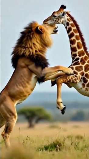 Lion vs Giraffe Fight | Wild Animal Attack in Savannah