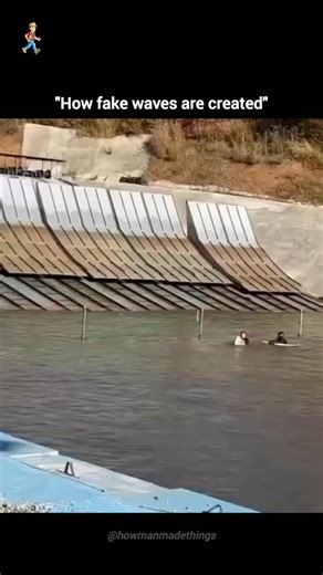 How Man Made Things on Instagram: "The video captures a mechanical wave generator in a Chinese surf pool using oscillating flaps to produce rideable waves up to several feet high, allowing multiple surfers to catch synchronized swells in murky, controlled waters. Rainmaker1973 shares this as part of curating engineering innovations, spotlighting China's expanding artificial surf scene, including venues like Riyue Bay Resort that integrate U.S.-designed PerfectSwell technology for reliable wave p