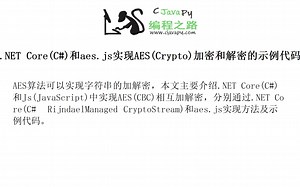 .NET Core(C#)和aes.js实现AES(Crypto)加密和解密的示例代码
