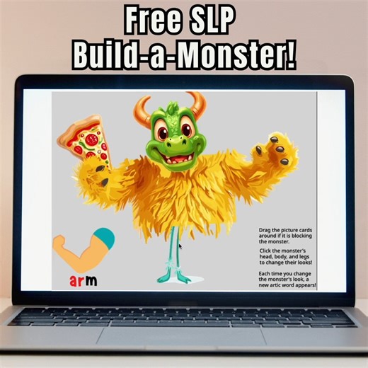 Free SLP on Instagram: "Free SLP Build-a-Monster Game! #slp #slpa #speechtherapy #speechlanguagepathologist #slpgradstudent #slp2be"
