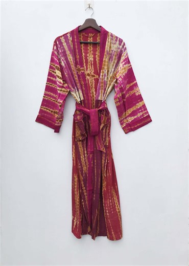 Handmade Tie Dye Silk Kimono Robe: Bohemian Beach Coverup # 02 - Etsy