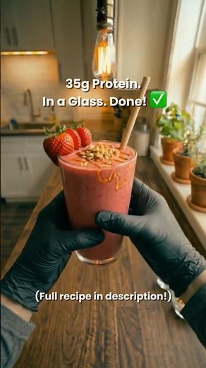 35g+ Protein Strawberry Smoothie 🍓⚡ #smoothie #highprotein