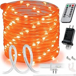 WYZworks 25ft Orange LED Rope Light - 8 Modes, Waterproof Outdoor Accent Lighting with Remote, Flexible Clear Tube, ETL Certified, Garden, Patio, Backyard, Holiday Christmas, Palm Tree, Ambient Decor