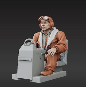 Miniatura de piloto à escala 1:64: Figura do cockpit sentado para aeromodelos