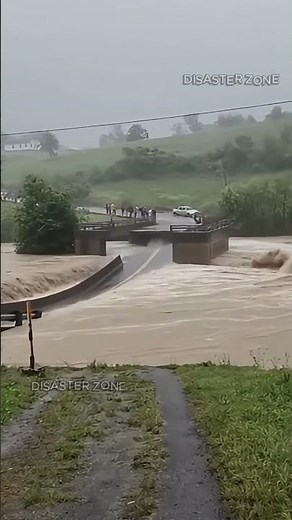 Flash Flood Sweeps Away Rural Bridge 🌊 | Caught on Camera #shorts #bridgecollapse #flashflood