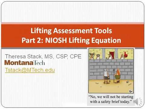 Advanced Ergonomics, NIOSH Lifting Equation explained